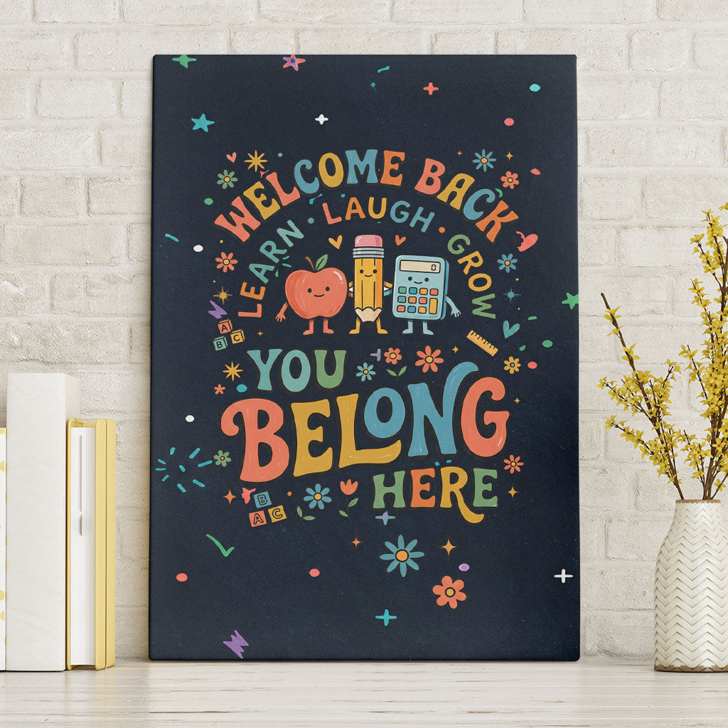 Happy to See Your Face Teacher School Supplies Canvas Wall Art Welcome Back Teacher You Belong Here