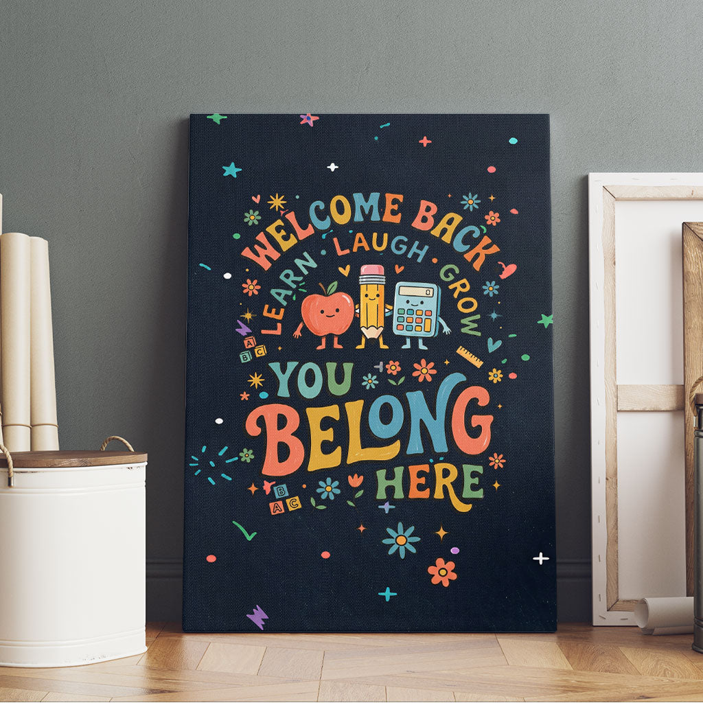 Happy to See Your Face Teacher School Supplies Canvas Wall Art Welcome Back Teacher You Belong Here