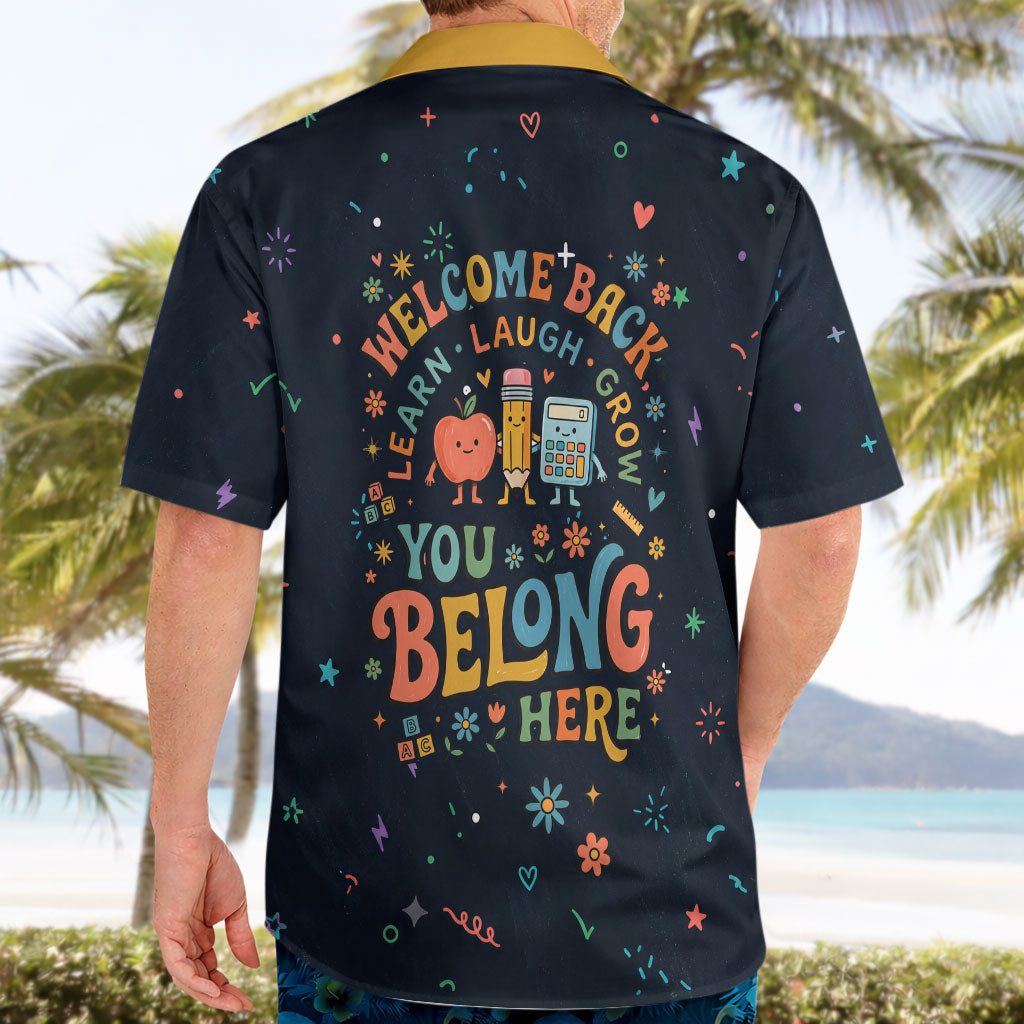 Happy to See Your Face Teacher School Supplies Hawaiian Shirt Welcome Back Teacher You Belong Here