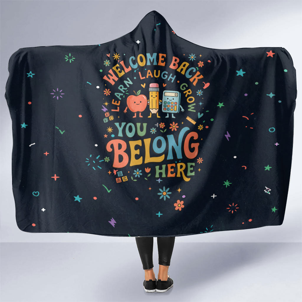 Happy to See Your Face Teacher School Supplies Hooded Blanket Welcome Back Teacher You Belong Here
