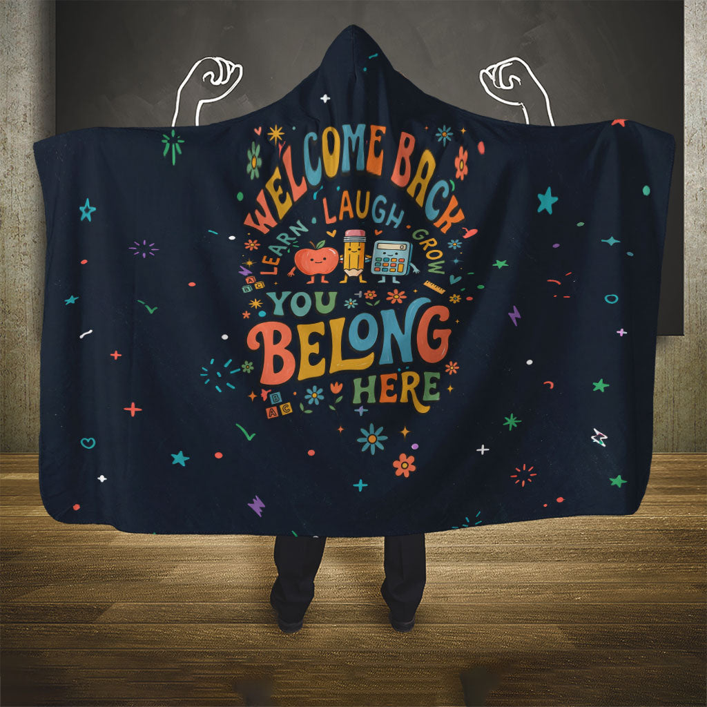 Happy to See Your Face Teacher School Supplies Hooded Blanket Welcome Back Teacher You Belong Here