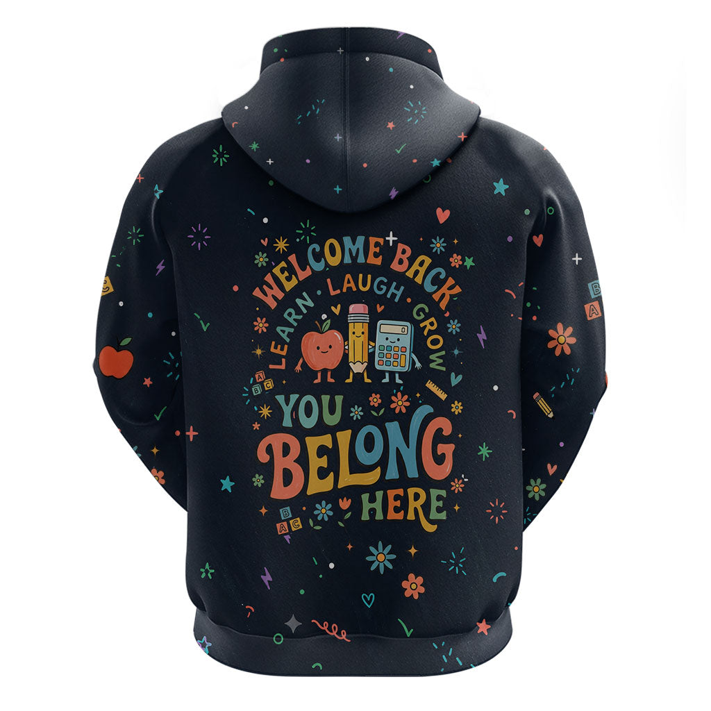 Happy to See Your Face Teacher School Supplies Hoodie Welcome Back Teacher You Belong Here
