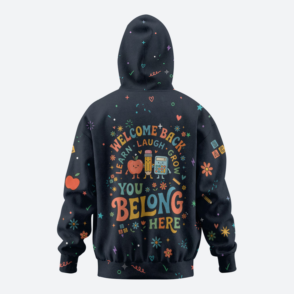 Happy to See Your Face Teacher School Supplies Hoodie Welcome Back Teacher You Belong Here