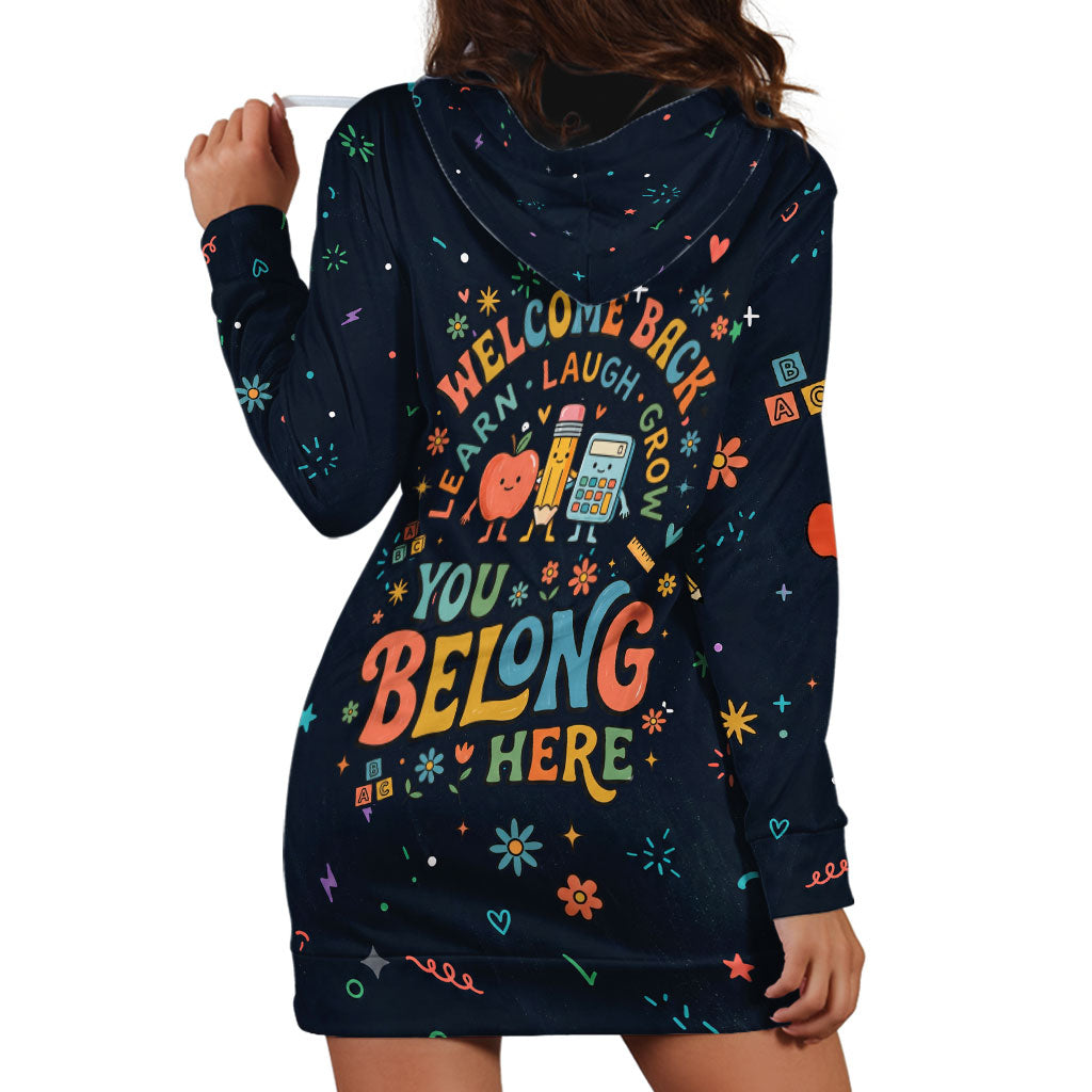 Happy to See Your Face Teacher School Supplies Hoodie Dress Welcome Back Teacher You Belong Here