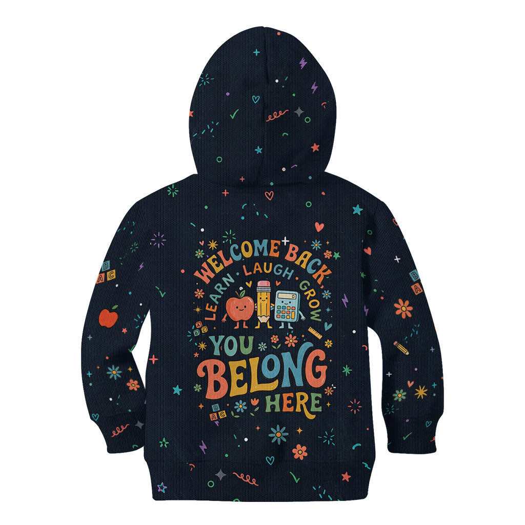 Happy to See Your Face Teacher School Supplies Kid Hoodie Welcome Back Teacher You Belong Here