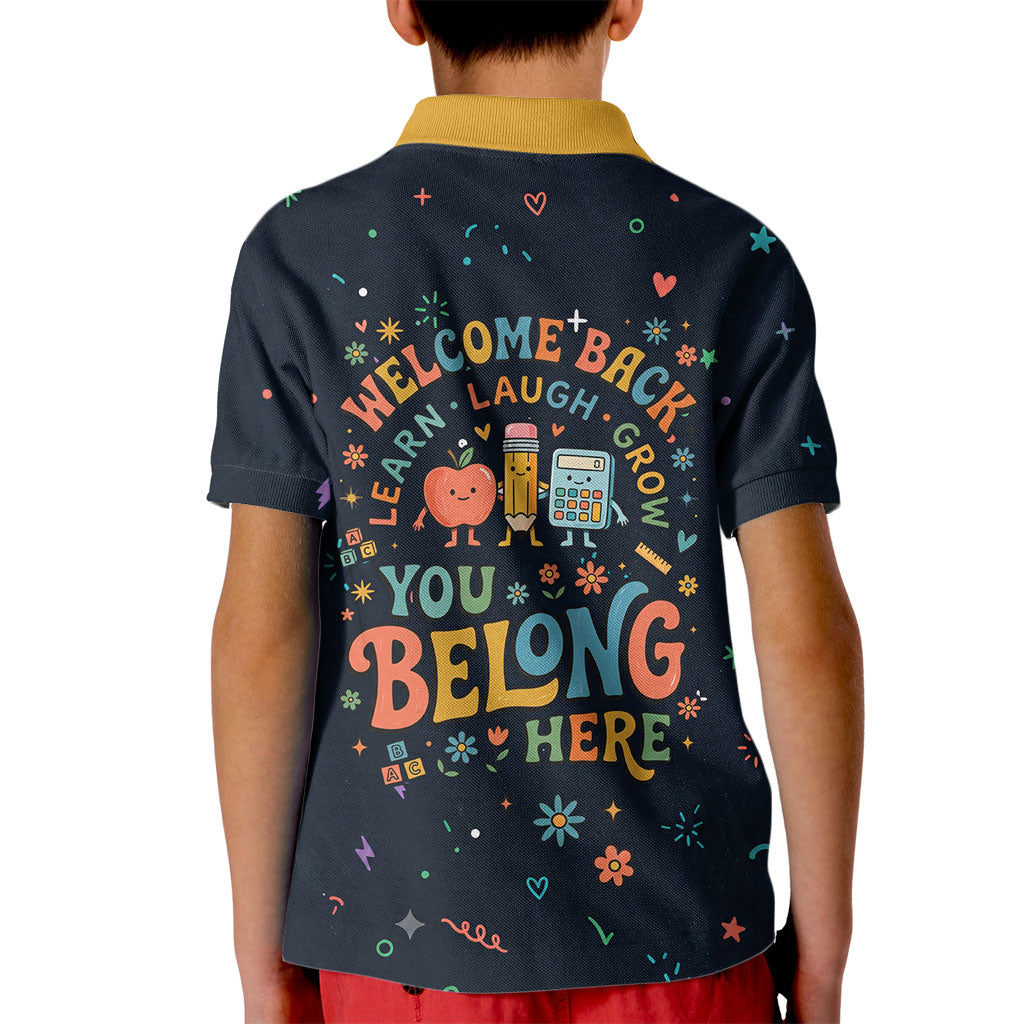 Happy to See Your Face Teacher School Supplies Kid Polo Shirt Welcome Back Teacher You Belong Here