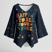 Happy to See Your Face Teacher School Supplies Kimono Sleeve Blouse Welcome Back Teacher You Belong Here