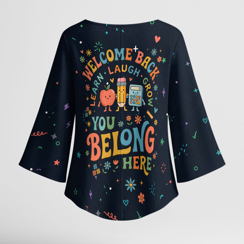 Happy to See Your Face Teacher School Supplies Kimono Sleeve Blouse Welcome Back Teacher You Belong Here