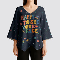 Happy to See Your Face Teacher School Supplies Kimono Sleeve Blouse Welcome Back Teacher You Belong Here