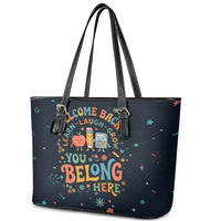 Happy to See Your Face Teacher School Supplies Leather Tote Bag Welcome Back Teacher You Belong Here
