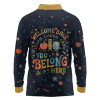 Happy to See Your Face Teacher School Supplies Long Sleeve Polo Shirt Welcome Back Teacher You Belong Here
