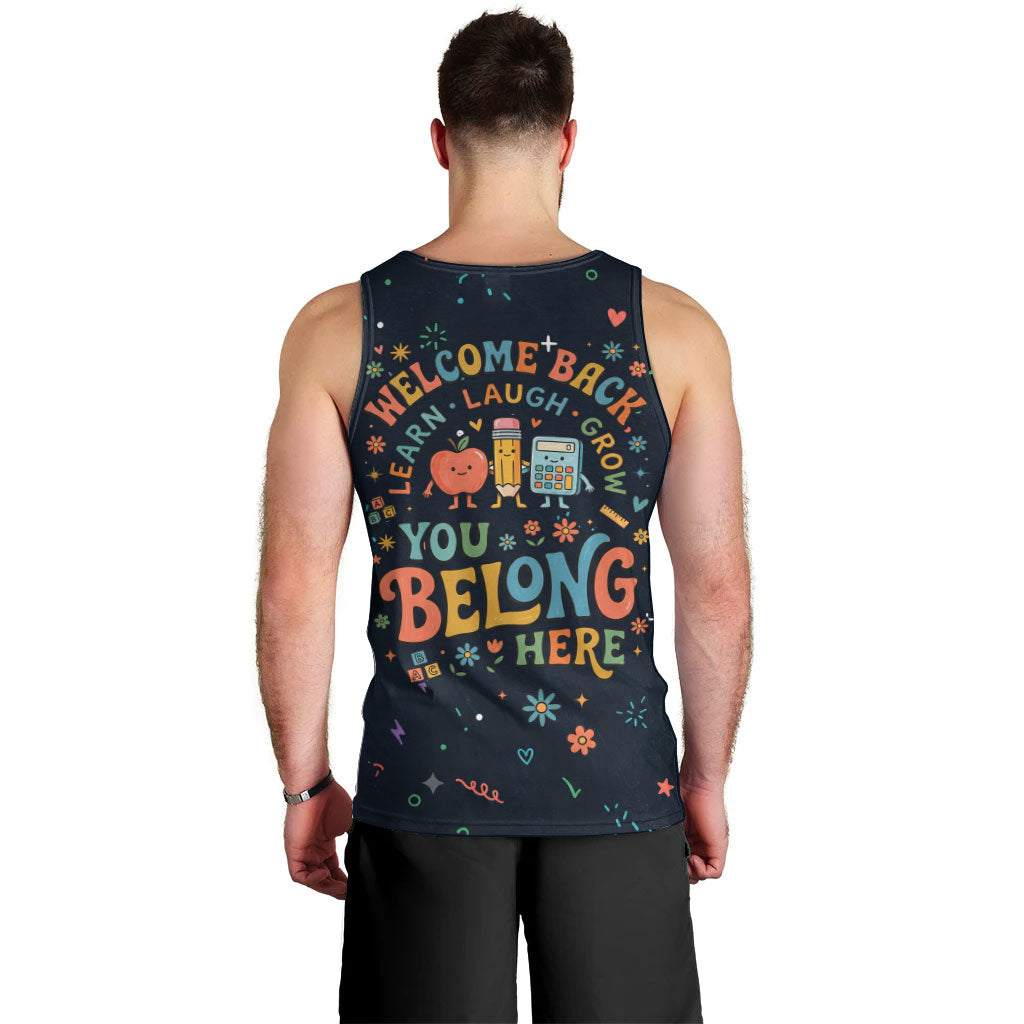 Happy to See Your Face Teacher School Supplies Men Tank Top Welcome Back Teacher You Belong Here
