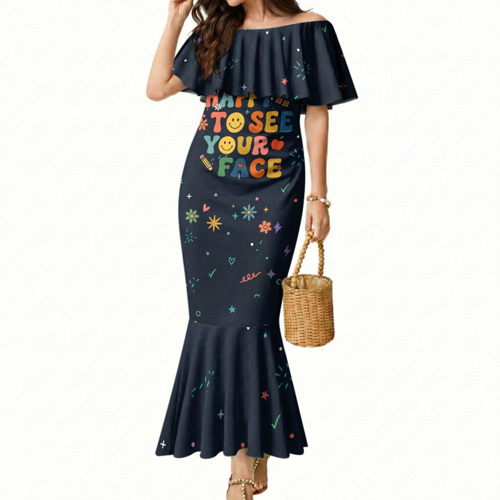 Happy to See Your Face Teacher School Supplies Mermaid Dress Welcome Back Teacher You Belong Here