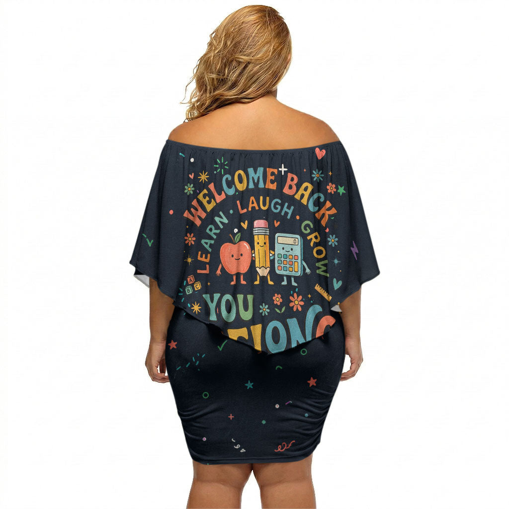 Happy to See Your Face Teacher School Supplies Off Shoulder Short Dress Welcome Back Teacher You Belong Here