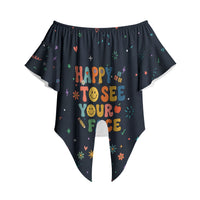 Happy to See Your Face Teacher School Supplies Off Shoulder Wrap Waist Top Welcome Back Teacher You Belong Here