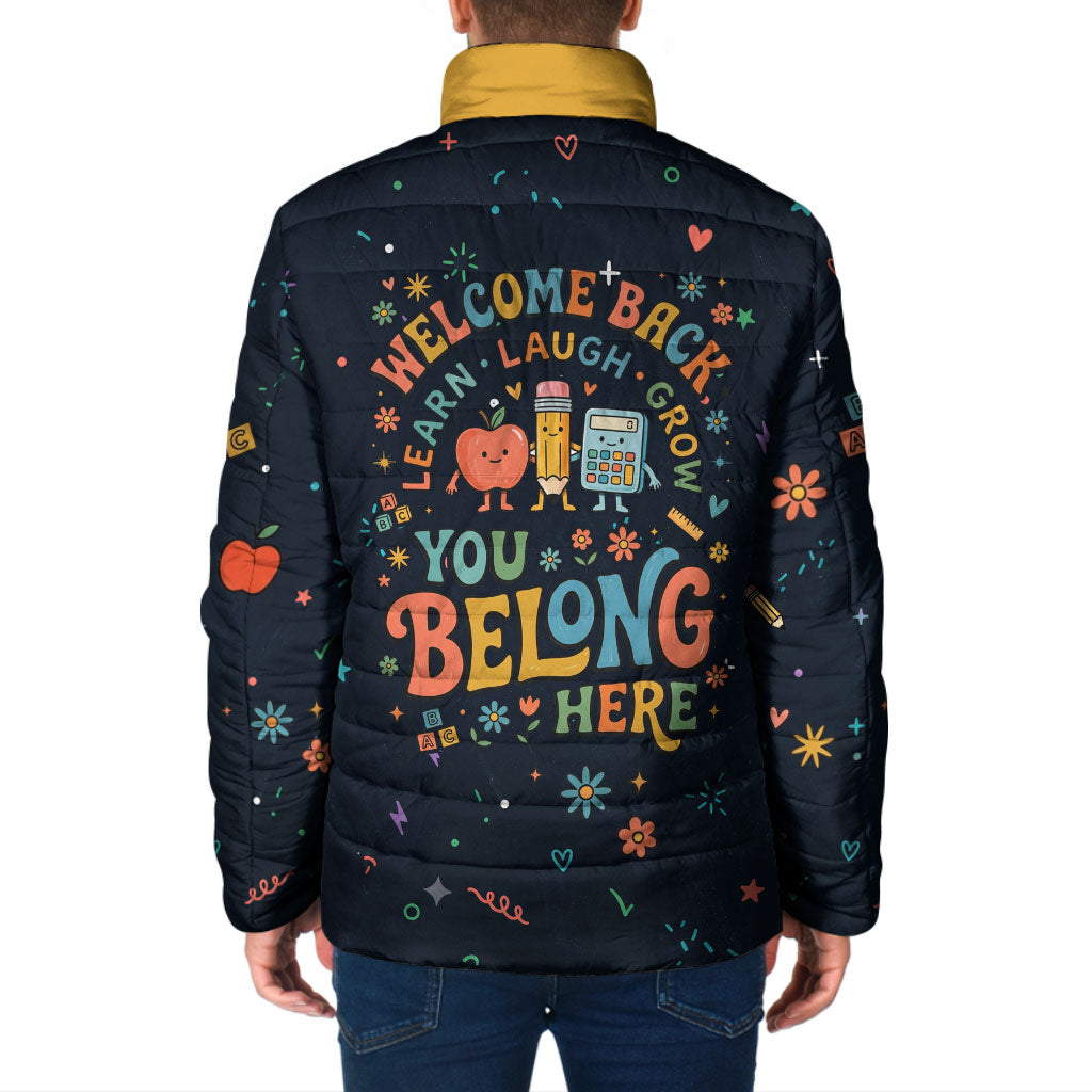 Happy to See Your Face Teacher School Supplies Padded Jacket Welcome Back Teacher You Belong Here