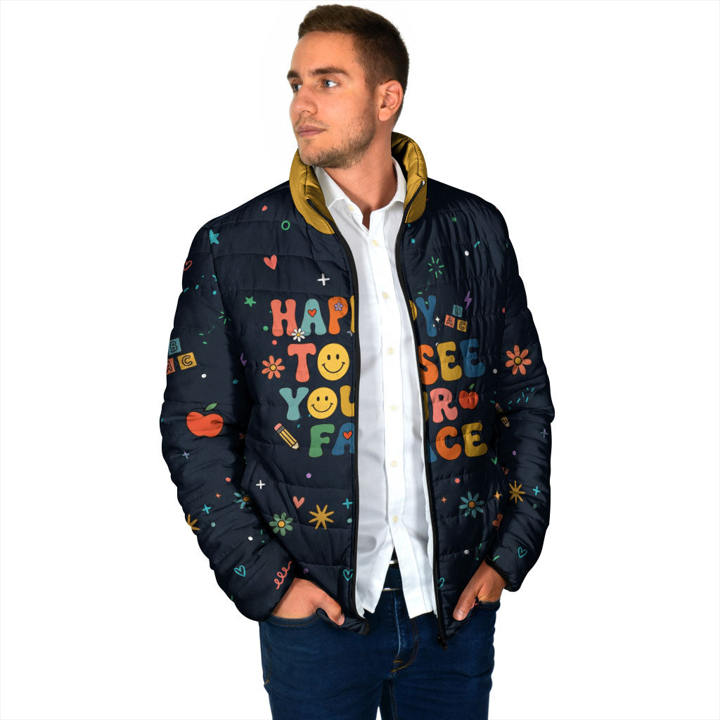 Happy to See Your Face Teacher School Supplies Padded Jacket Welcome Back Teacher You Belong Here