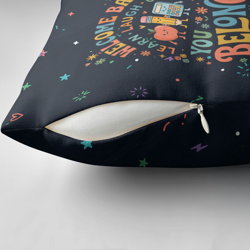 Happy to See Your Face Teacher School Supplies Pillow Cover Welcome Back Teacher You Belong Here