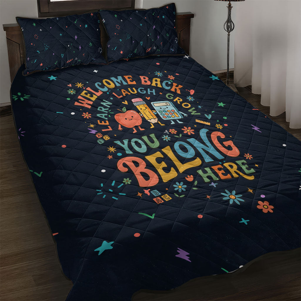 Happy to See Your Face Teacher School Supplies Quilt Bed Set Welcome Back Teacher You Belong Here