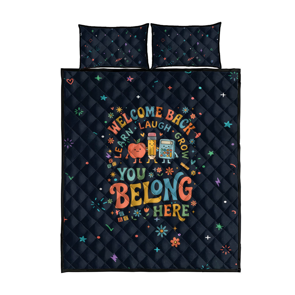Happy to See Your Face Teacher School Supplies Quilt Bed Set Welcome Back Teacher You Belong Here