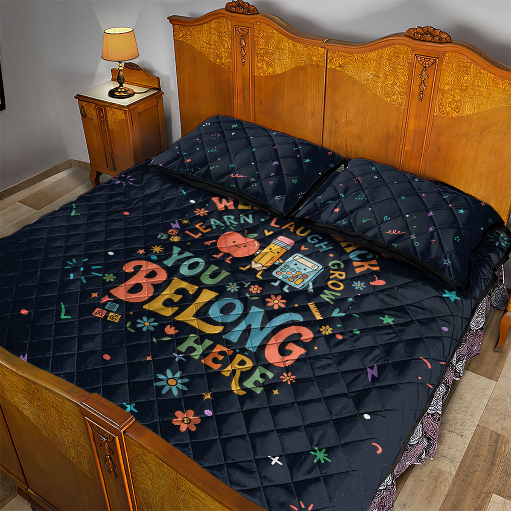 Happy to See Your Face Teacher School Supplies Quilt Bed Set Welcome Back Teacher You Belong Here