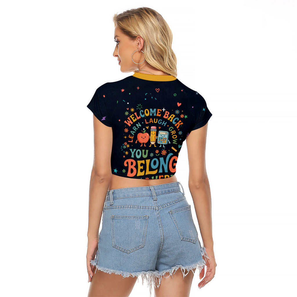 Happy to See Your Face Teacher School Supplies Raglan Cropped T Shirt Welcome Back Teacher You Belong Here