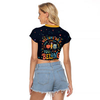 Happy to See Your Face Teacher School Supplies Raglan Cropped T Shirt Welcome Back Teacher You Belong Here