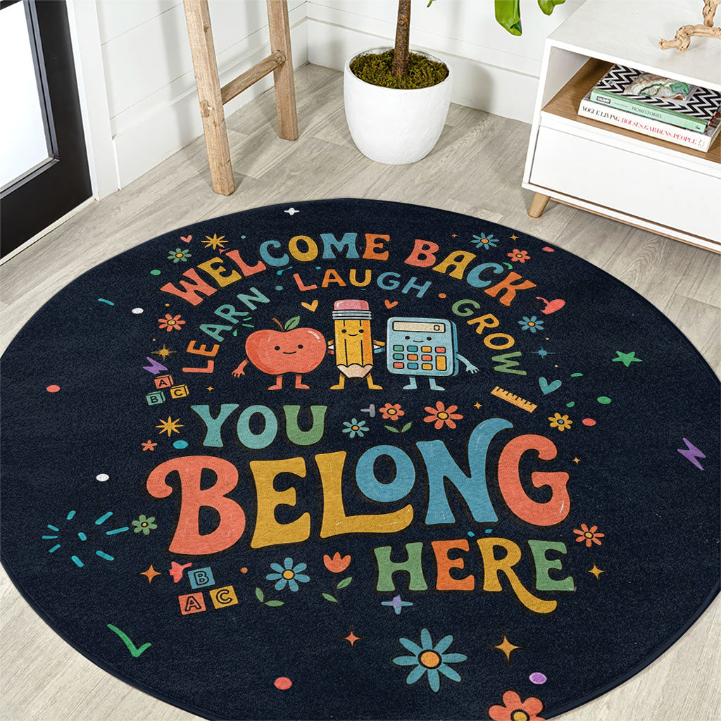 Happy to See Your Face Teacher School Supplies Round Carpet Welcome Back Teacher You Belong Here