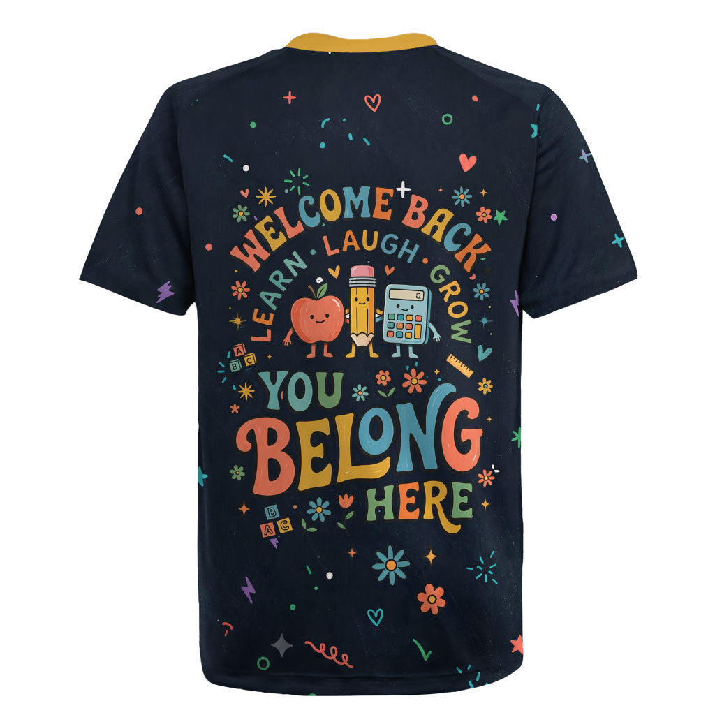 Happy to See Your Face Teacher School Supplies Rugby Jersey Welcome Back Teacher You Belong Here