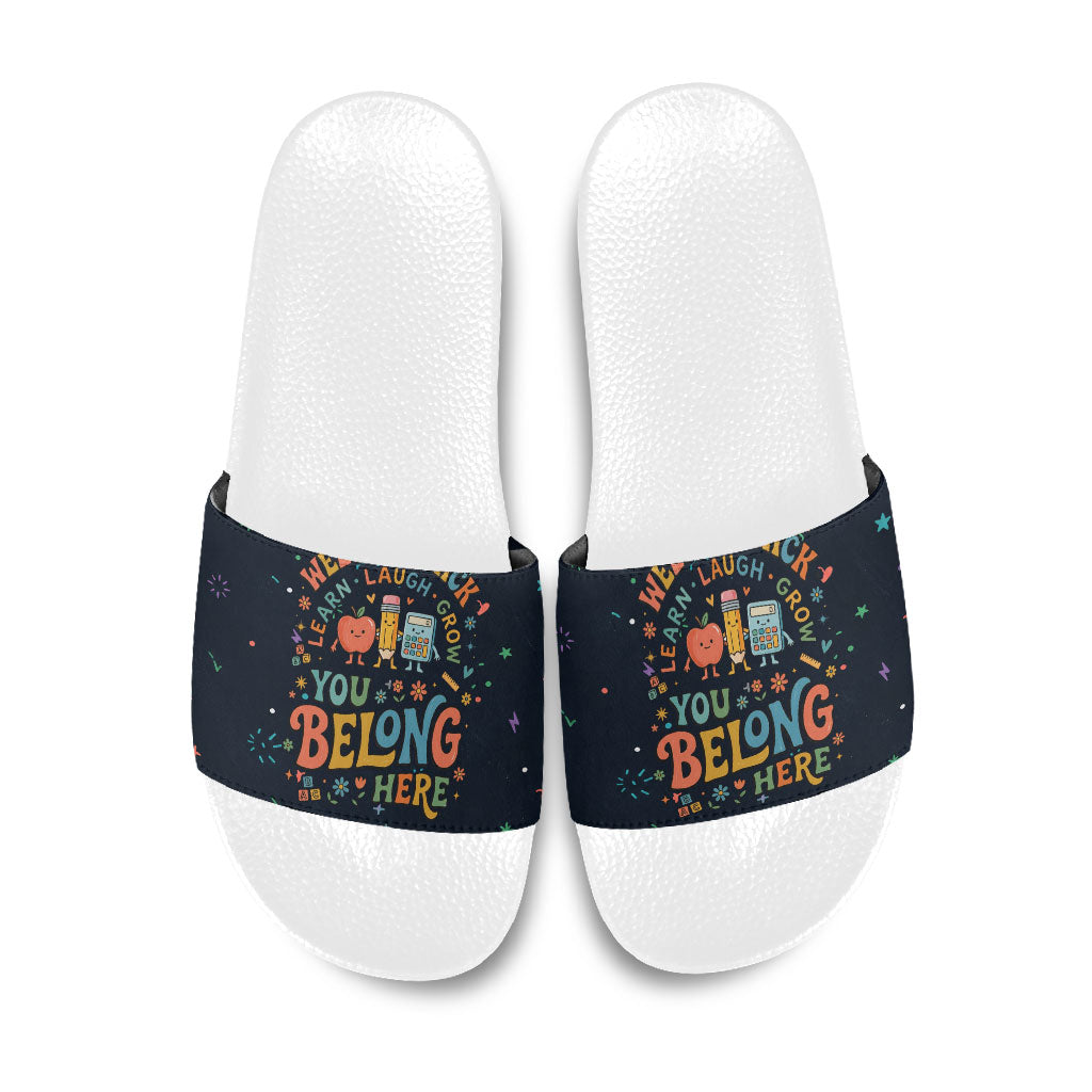 Happy to See Your Face Teacher School Supplies Slide Sandals Welcome Back Teacher You Belong Here
