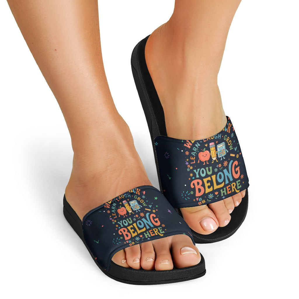 Happy to See Your Face Teacher School Supplies Slide Sandals Welcome Back Teacher You Belong Here