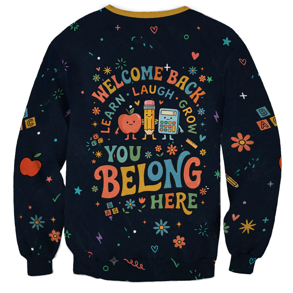 Happy to See Your Face Teacher School Supplies Sweatshirt Welcome Back Teacher You Belong Here