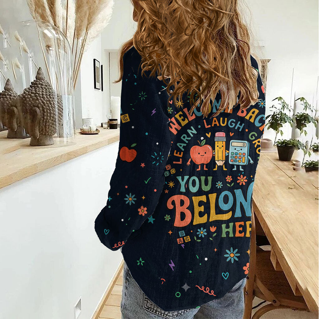 Happy to See Your Face Teacher School Supplies Women Casual Shirt Welcome Back Teacher You Belong Here