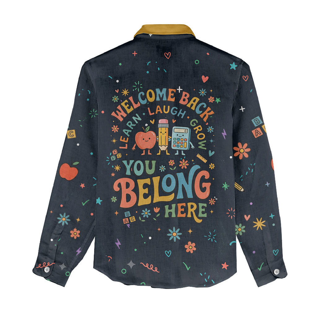 Happy to See Your Face Teacher School Supplies Women Casual Shirt Welcome Back Teacher You Belong Here