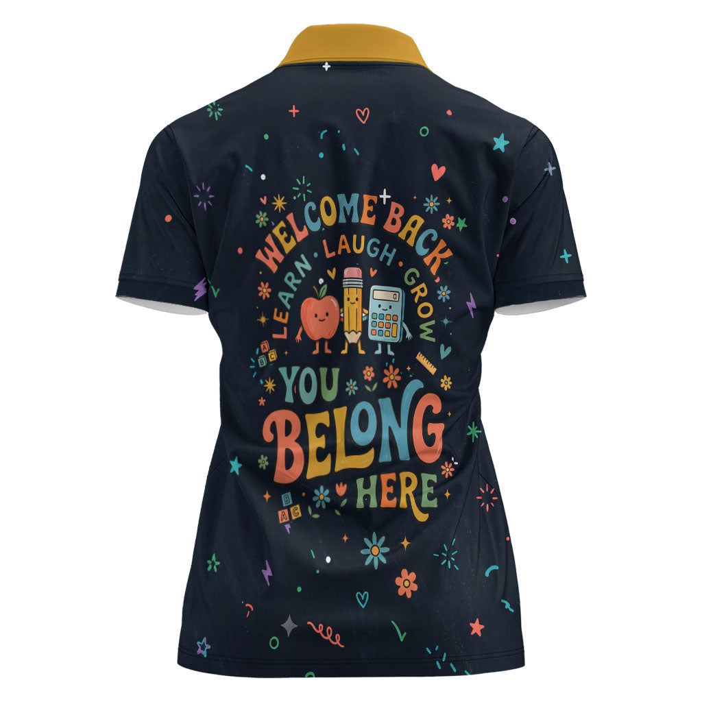 Happy to See Your Face Teacher School Supplies Women Polo Shirt Welcome Back Teacher You Belong Here