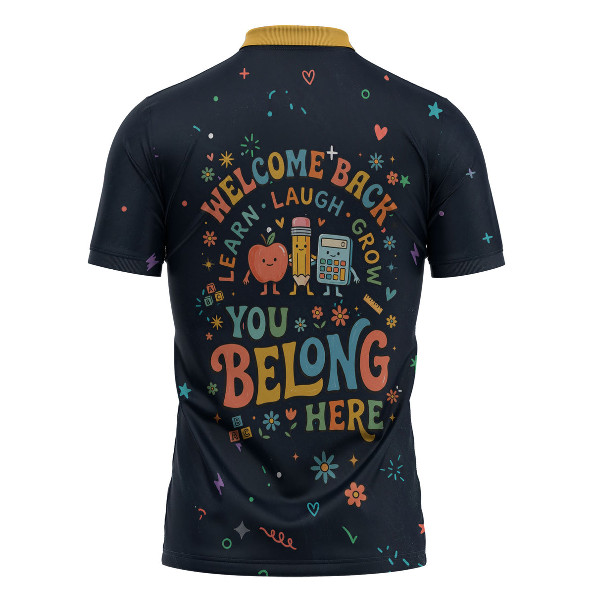 Happy to See Your Face Teacher School Supplies Zipper Polo Shirt Welcome Back Teacher You Belong Here