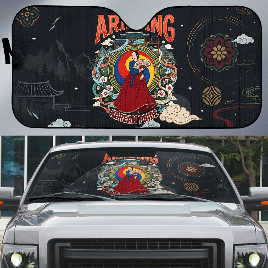 Arirang Korea Pride Auto Sun Shade Korean Taegeuk Culture Hanbok Woman Traditional Mugunghwa