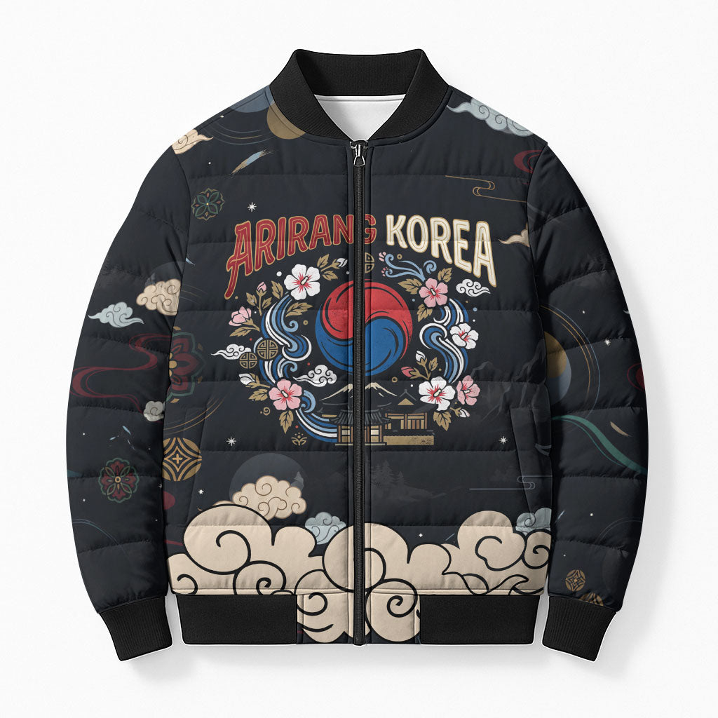 Arirang Korea Pride Bomber Puffer Jacket Korean Taegeuk Culture Hanbok Woman Traditional Mugunghwa