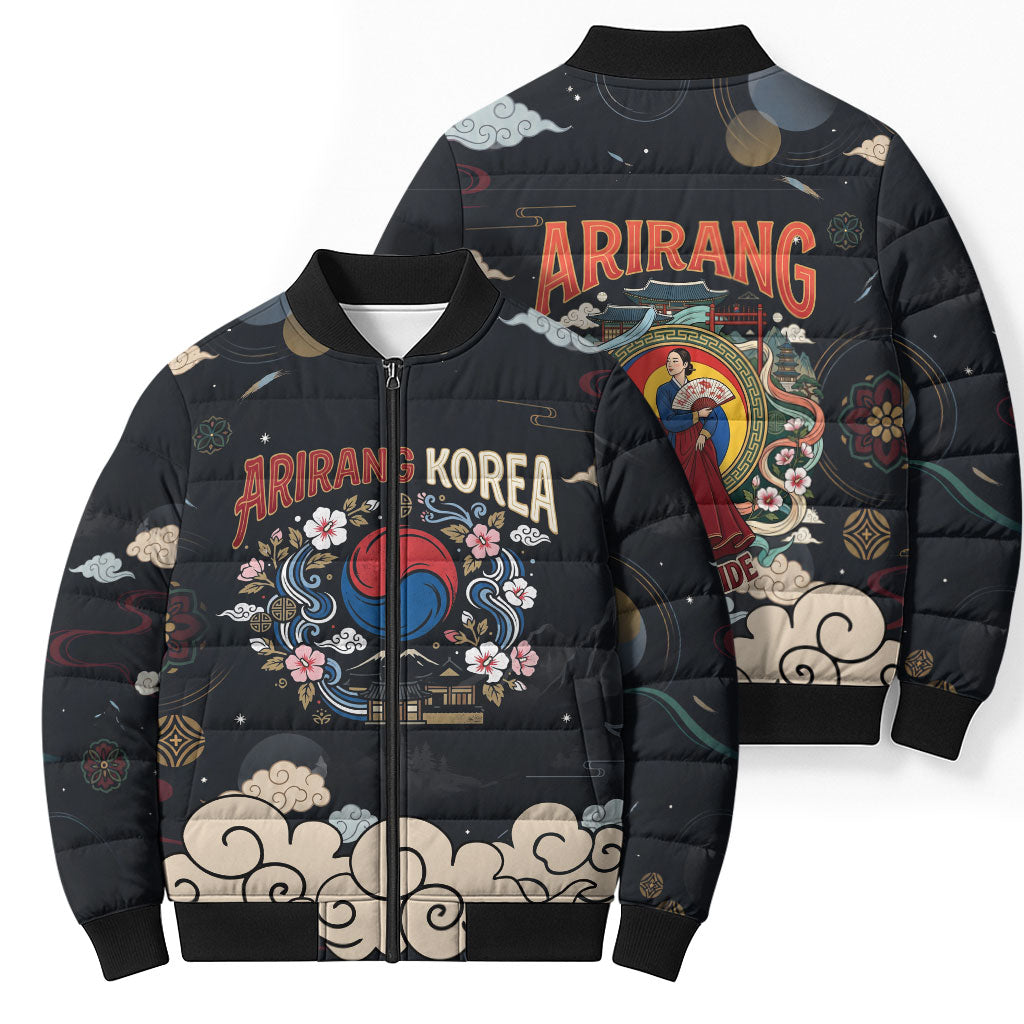 Arirang Korea Pride Bomber Puffer Jacket Korean Taegeuk Culture Hanbok Woman Traditional Mugunghwa
