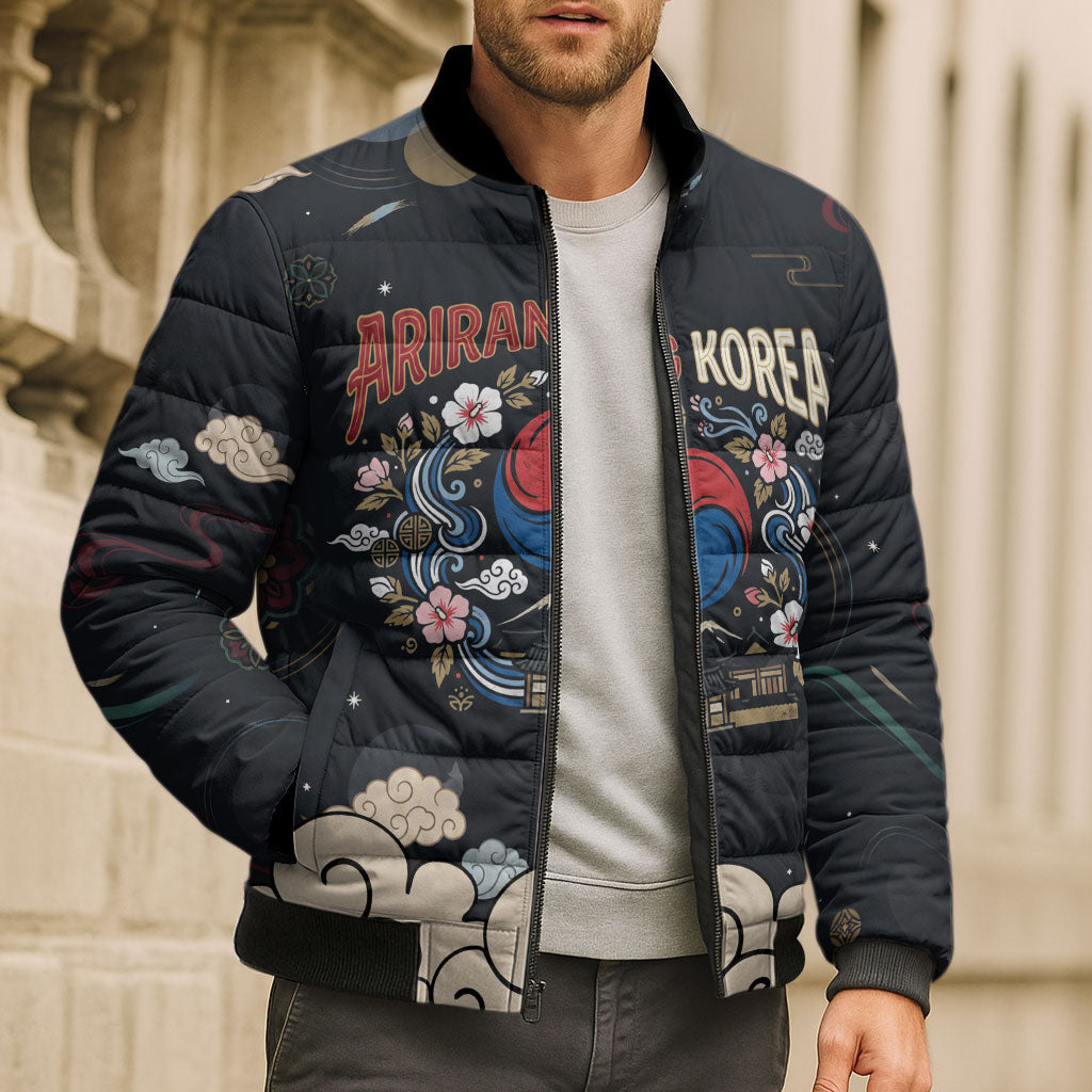 Arirang Korea Pride Bomber Puffer Jacket Korean Taegeuk Culture Hanbok Woman Traditional Mugunghwa