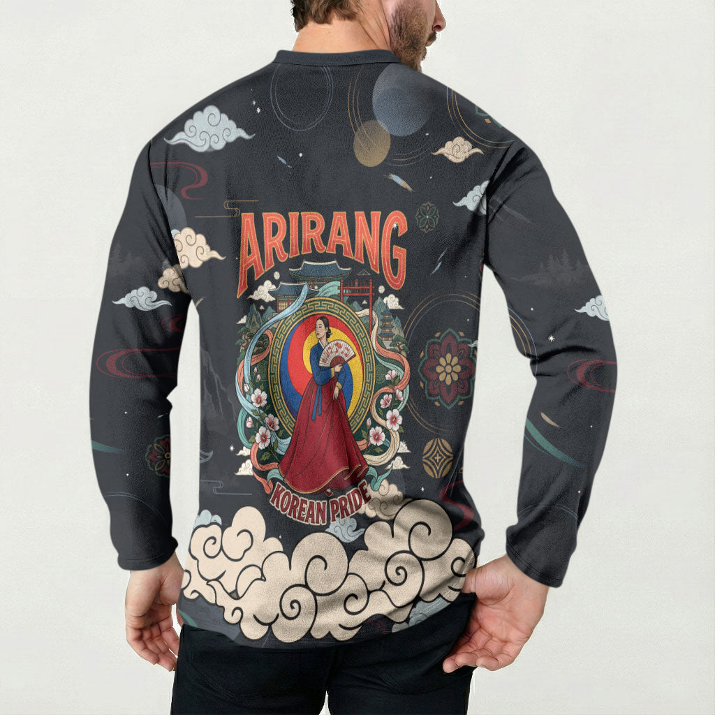 Arirang Korea Pride Button Sweatshirt Korean Taegeuk Culture Hanbok Woman Traditional Mugunghwa