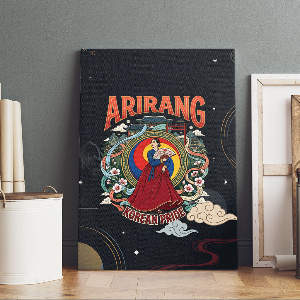 Arirang Korea Pride Canvas Wall Art Korean Taegeuk Culture Hanbok Woman Traditional Mugunghwa