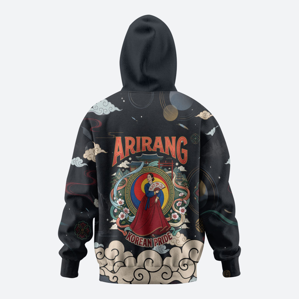Arirang Korea Pride Hoodie Korean Taegeuk Culture Hanbok Woman Traditional Mugunghwa