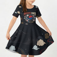Arirang Korea Pride Kid Short Sleeve Dress Korean Taegeuk Culture Hanbok Woman Traditional Mugunghwa