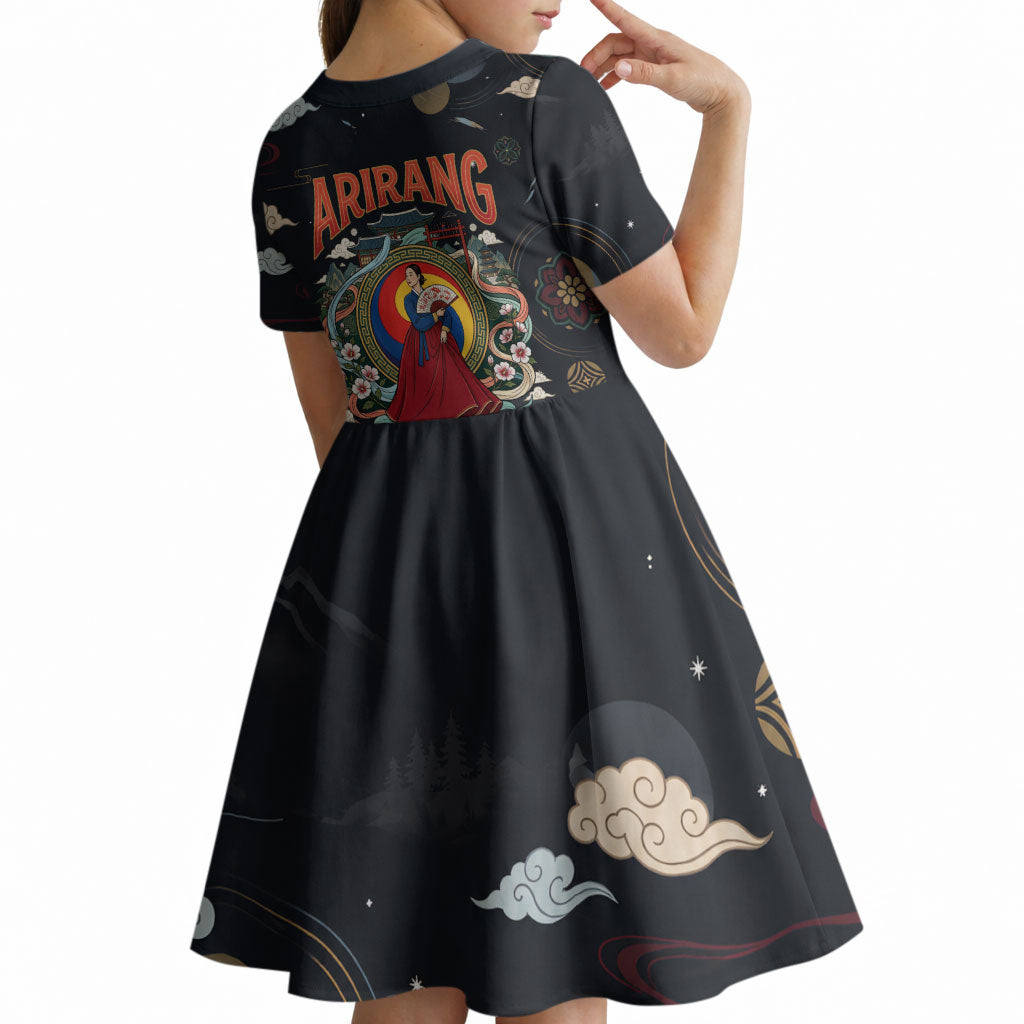 Arirang Korea Pride Kid Short Sleeve Dress Korean Taegeuk Culture Hanbok Woman Traditional Mugunghwa