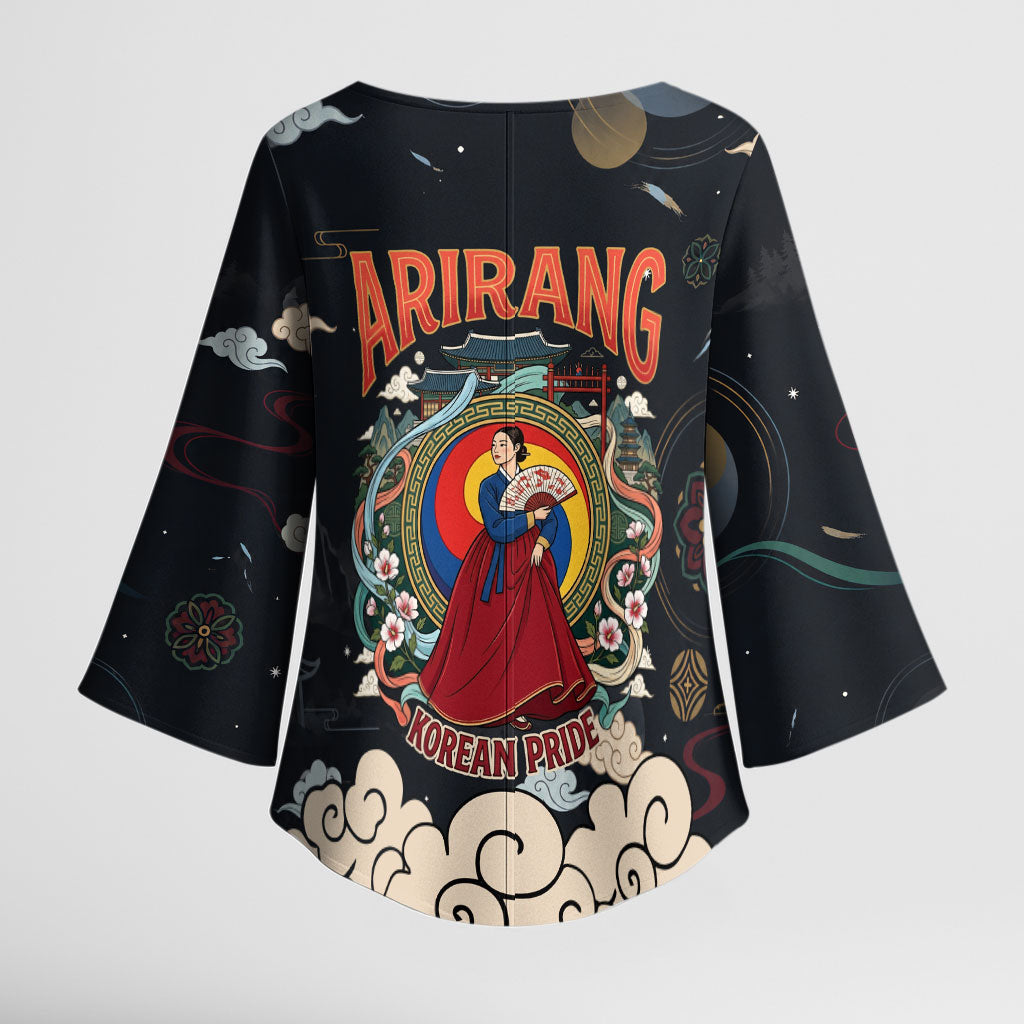 Arirang Korea Pride Kimono Sleeve Blouse Korean Taegeuk Culture Hanbok Woman Traditional Mugunghwa