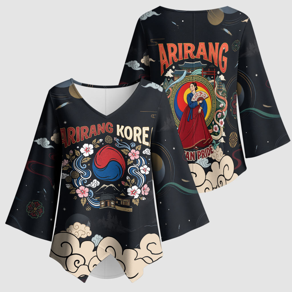 Arirang Korea Pride Kimono Sleeve Blouse Korean Taegeuk Culture Hanbok Woman Traditional Mugunghwa
