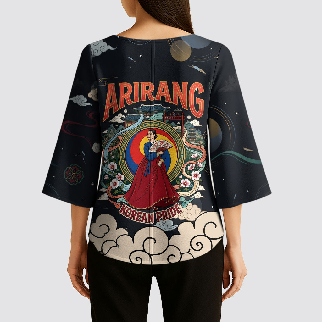 Arirang Korea Pride Kimono Sleeve Blouse Korean Taegeuk Culture Hanbok Woman Traditional Mugunghwa