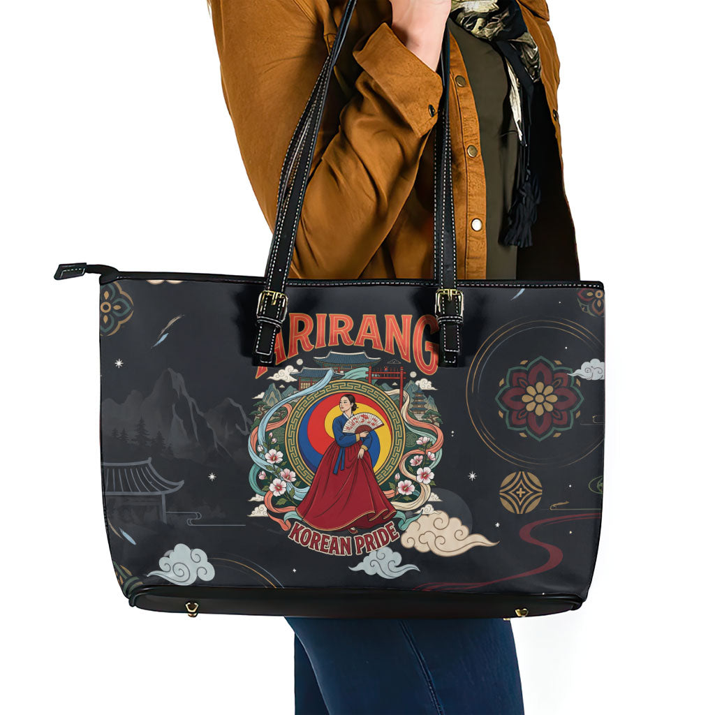 Arirang Korea Pride Leather Tote Bag Korean Taegeuk Culture Hanbok Woman Traditional Mugunghwa