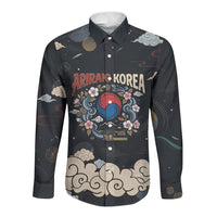 Arirang Korea Pride Long Sleeve Button Shirt Korean Taegeuk Culture Hanbok Woman Traditional Mugunghwa